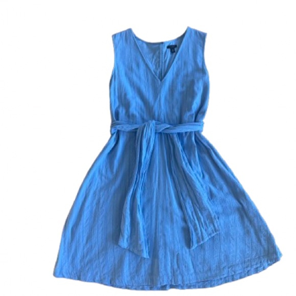 Ann Taylor V-Neck Sleeveless Blue Dress